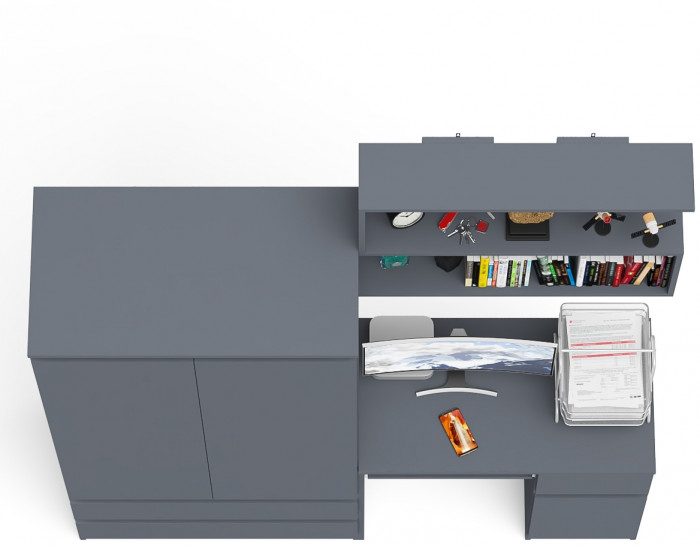 Мори компьютерный стол МС-1 правый + Шкаф МШ900.1 + Полка 900, графит