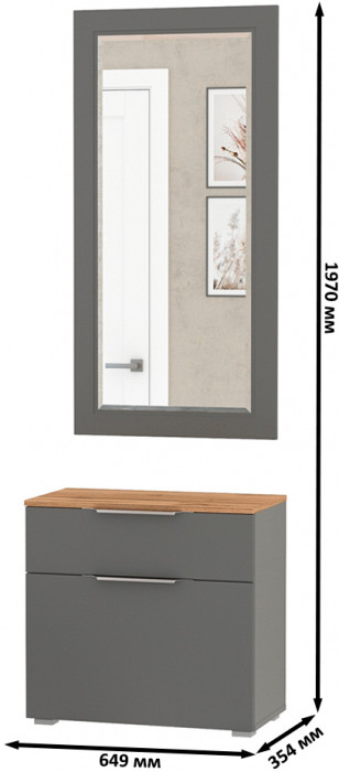 Октава Прихожая 38, серый графит/дуб крафт золотой/фасады МДФ серый графит