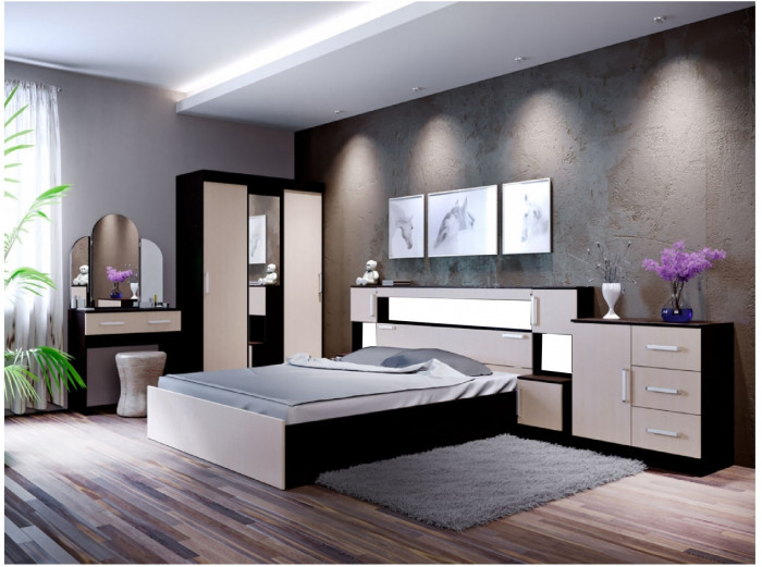 Модульная спальня Бася, композиция 2 (Венге / дуб беленый)