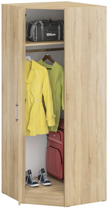 Стандарт Шкаф угловой, цвет дуб сонома, ШхГхВ 81,2х81,2х200 см., универсальная дверь, боковина для соединения со шкафами глубиной 52 см.