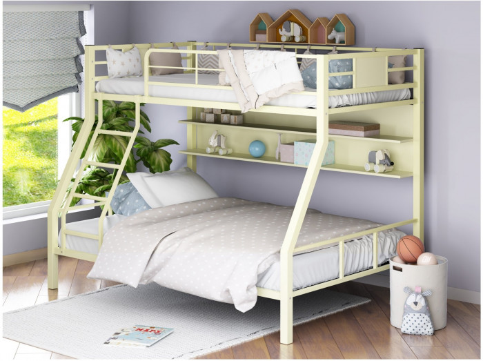 Двухъярусная кровать Гранада-1П (Слоновая кость, Крем)