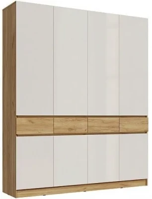 Шкаф 4-х створчатый Артек, Белый глянец/Дуб крафт золотой