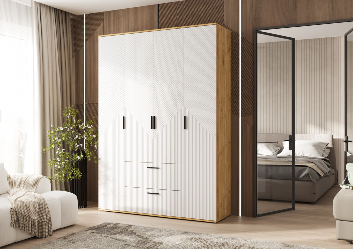 Сильвия Шкаф 4-х створчатый 1600, Браш Вайт/Дуб Крафт