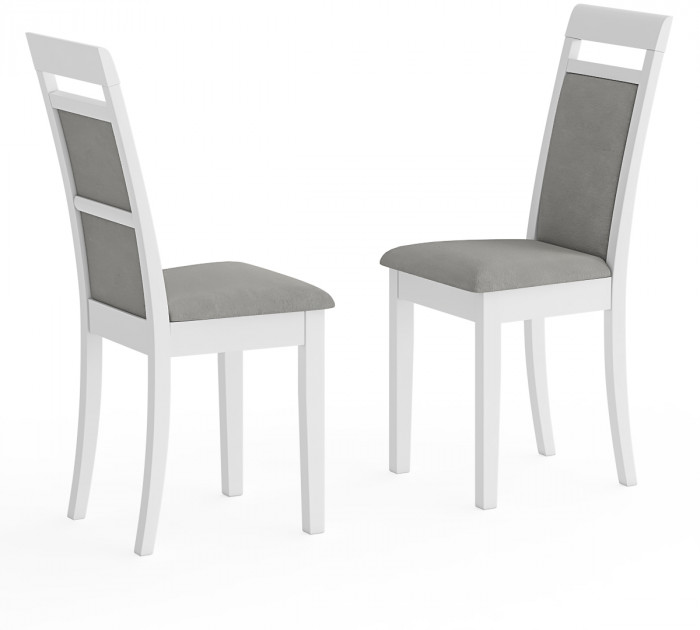 Два стула Мебель--24 Гольф-12 разборных, цвет белый, обивка ткань велюр серый 63, ШхГхВ 40х40х100 см., от пола до верха сиденья 47 см.(мягкая спинка)