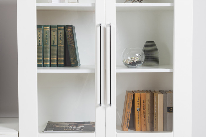 Валенсия Гостиная № 123, ЛДСП белый шагрень/МДФ белый шагрень