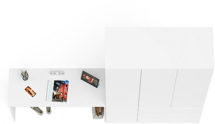 Мори Стол письменный МСП1200.1 + Шкаф МШ1200.1, цвет белый, ШхГхВ 240,8х50,4х209,6 см., универсальная сборка