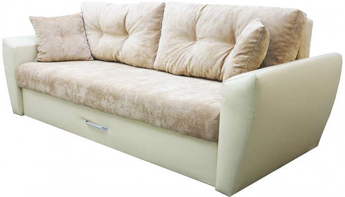 Диван-кровать Амстердам Люкс, 150х195, еврокнижка, независимый пружинный блок, велюр/экокожа, бежевый