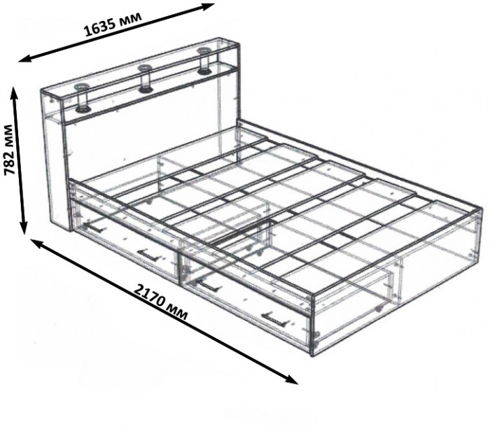 Камелия Кровать с ящиками 1600, дуб сонома