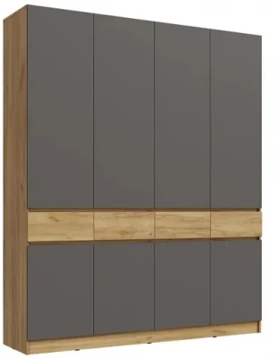 Шкаф 4-х створчатый Артек, Графит/Дуб крафт золотой