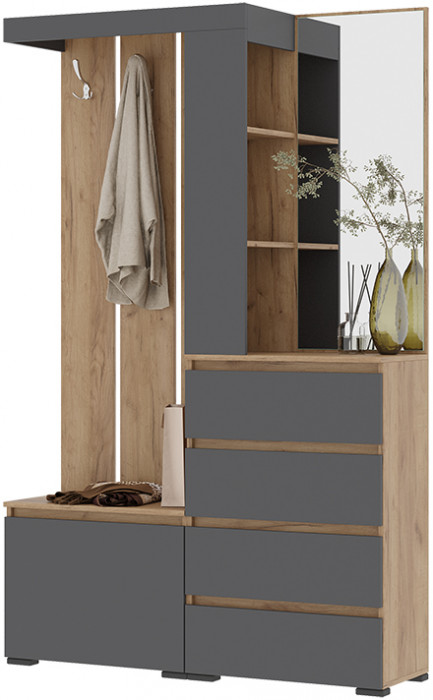 Хелен ПР-01 (Хельга) прихожая серый графит/дуб крафт золото