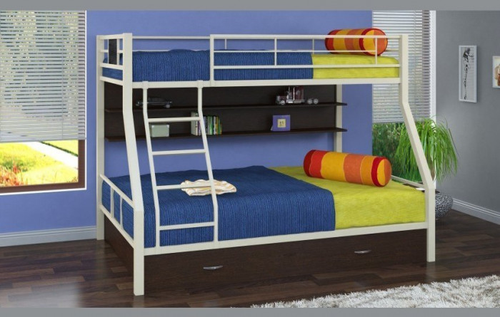 Двухъярусная кровать Гранада-1ПЯ, серый / Венге (Ясень шимо светлый, Серый)