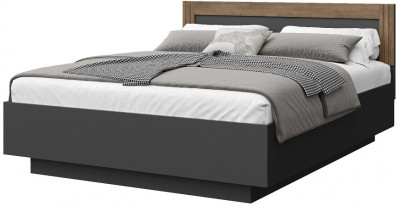 Кровать 140х200 с щитовым основанием "Каен" - Дуб стирлинг/Антрацит
