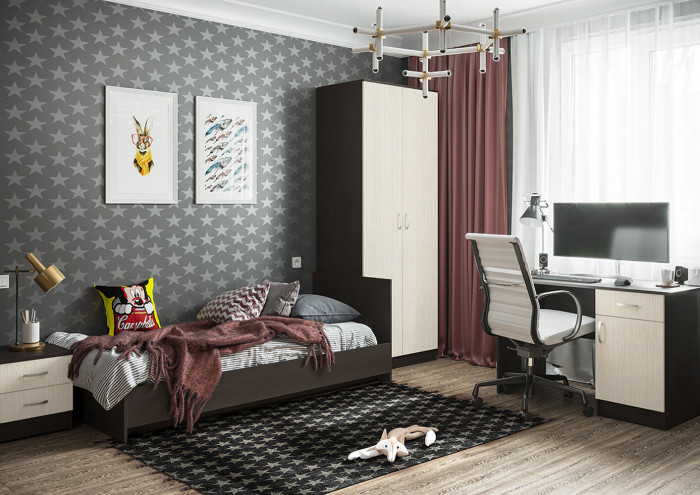 Кровать 80х200 с основанием ДСП Ронда КР-080, венге