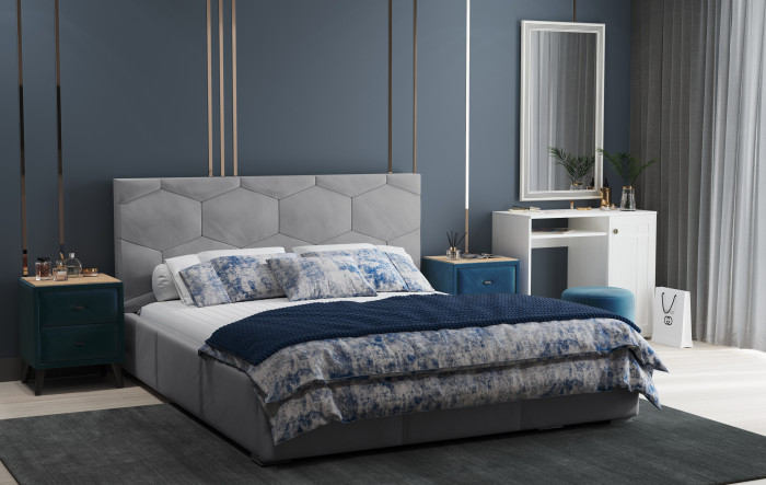 Манука Кровать интерьерная 160 светло-серый, ПМ