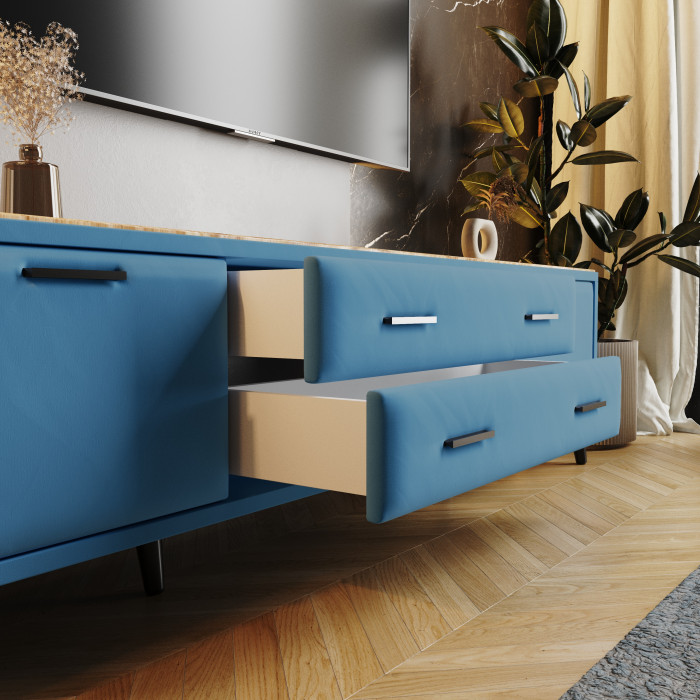 Тумба ТВ интерьерная 2,0 Пай светло-голубой/мдф дуб канадский