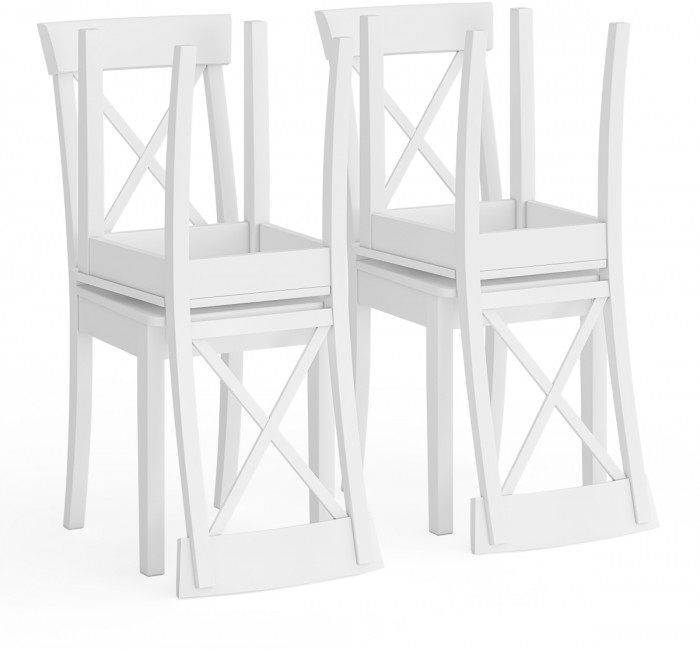 Четыре стула Мебель--24 Гольф-14 разборных, цвет белый, деревянное сиденье белое, ШхГхВ 41х42х95 см., от пола до верха сиденья 47 см.