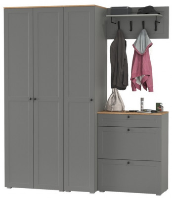 Остин Прихожая 41, цвет серый графит/дуб крафт золотой, ШхГхВ 200х54,3х229,6 см., универсальная сборка