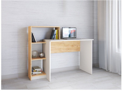 Компьютерный стол Квартет-2 белый/дуб крафт золотой