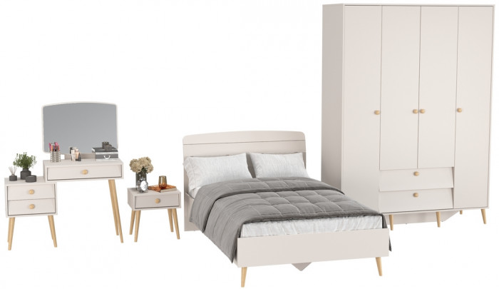 Афина Спальня 29-1200, цвет кашемир серый, сп.м. 1200х2000 мм., б/м, основание есть - фанера