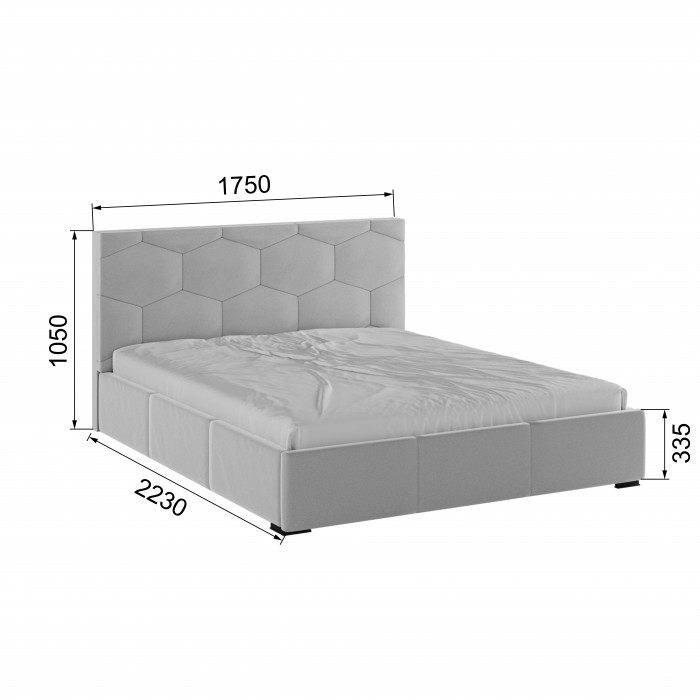 Манука Кровать интерьерная 160 светло-серый, ортопед