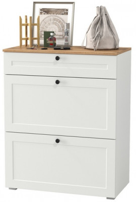 Остин 16.121 Тумба для обуви, цвет белый шагрень/дуб крафт золотой, ШхГхВ 80х41,6х99,3 см.