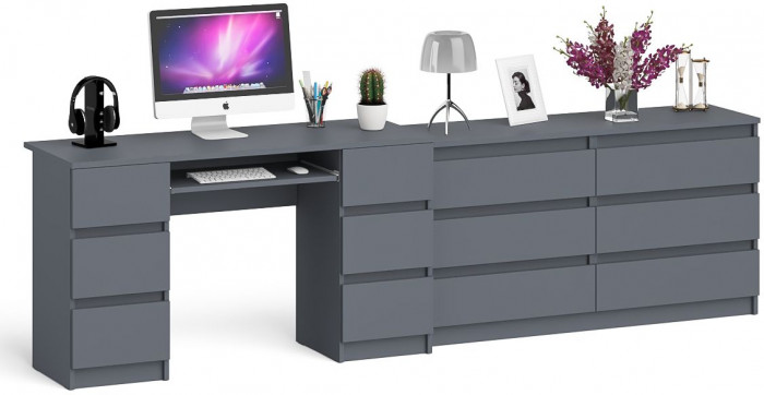 Мори компьютерный стол МС-2 + Комод МК1380.6, графит
