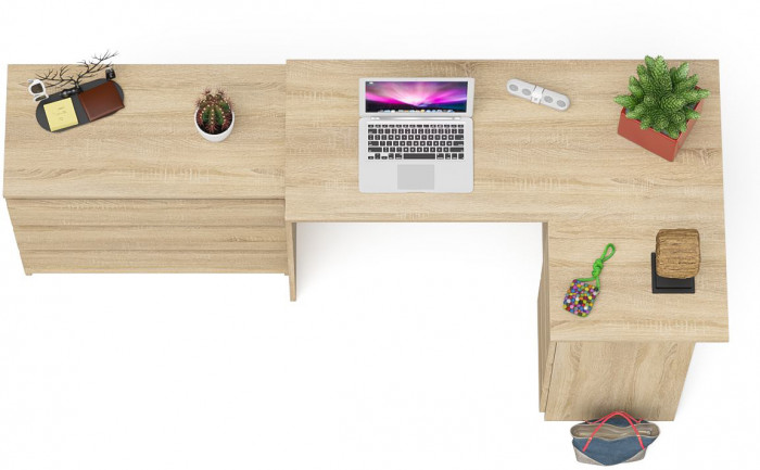 Мори компьютерный стол МС-16 правый + Комод МК800.1, дуб сонома