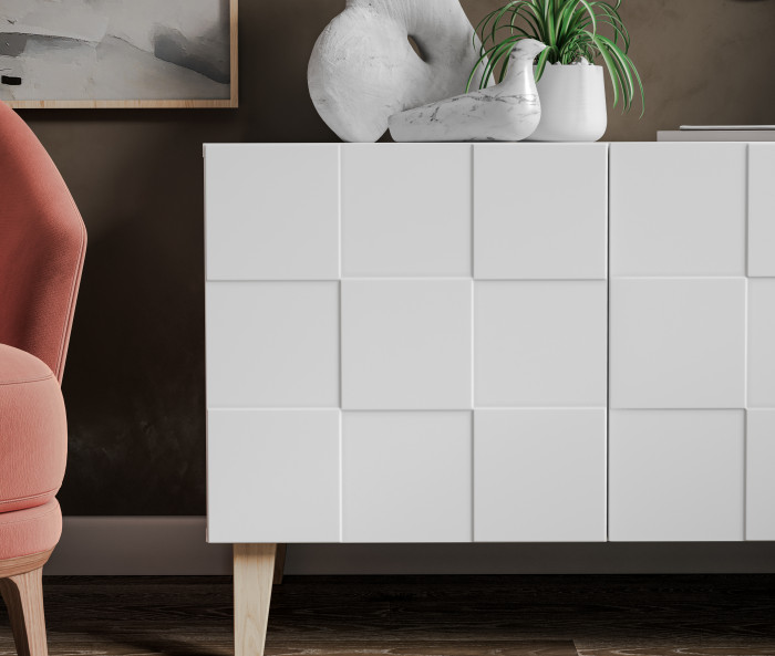 Комод Куб, белый шагрень/моно белый