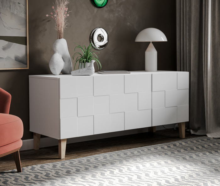 Комод Куб, белый шагрень/моно белый