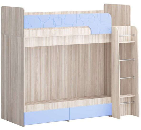 Двухъярусная кровать Бемби МДФ NEW, ясень (Мята, Ясень шимо светлый)