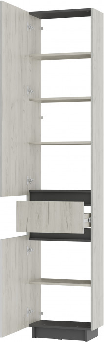 Шкаф стеллаж "Багира" ШК-16 Графит/Крафт белый