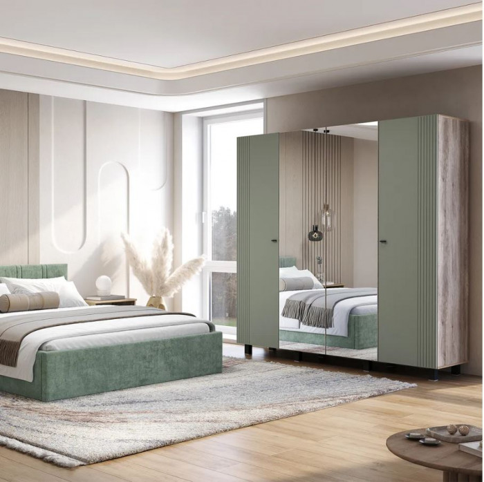 "Олива" ШК-13 Шкаф 4-х створчатый Дуб каньон/MF12 эвкалипт софт