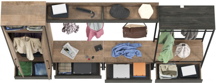 Трувор Прихожая 243, дуб гранж песочный/интра