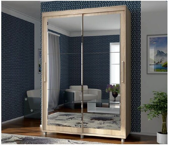 Шкаф-купе Комфорт 12 Прайм с прямыми зеркалами 1500 (Венге)