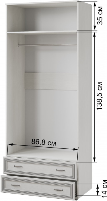 Ливорно Шкаф 2-х ств. ЛШ-22 ясень анкор светлый патина серебро