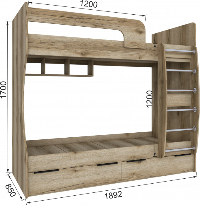 Набор мебели для подростковой "Мадрид", Кашемир/Дуб делано