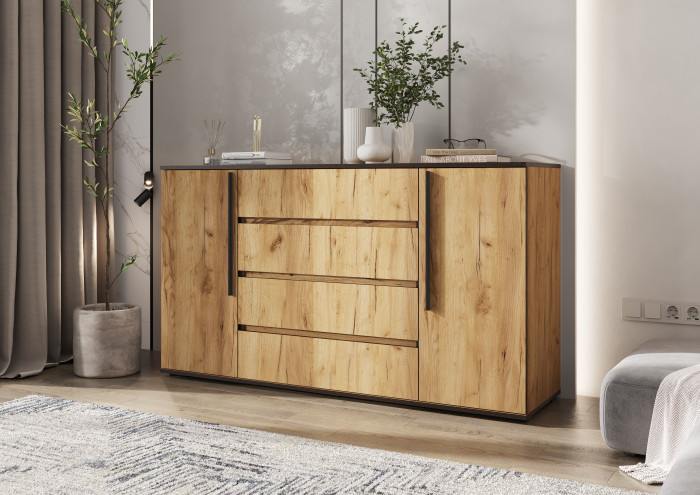 Норд Комод 2 двери 4 ящика (1600), Дуб крафт