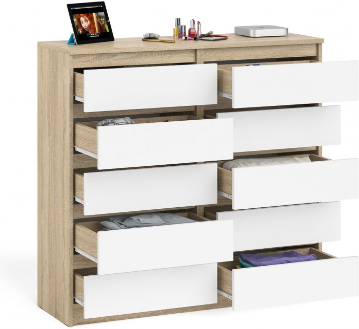 Мори Комод МК1200.10, цвет дуб сонома/белый, ШхГхВ 120,4х41х115 см.