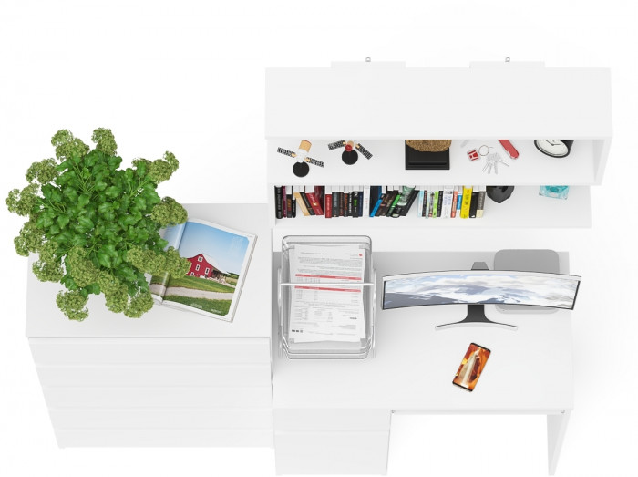 Мори компьютерный стол МС-1 левый + Комод МК700.5 + Полка 900, белый