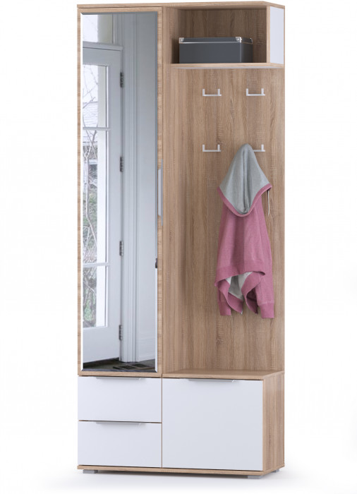 Куба Шкаф комбинированный 10.14, цвет дуб сонома/белый премиум, ШхГхВ 86,4х38,3х210,6 см., универсальная сборка
