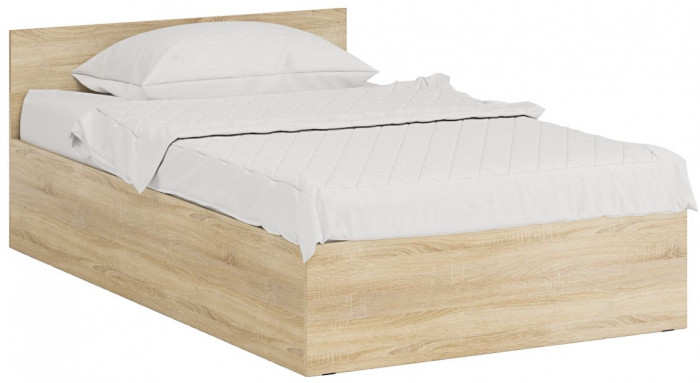 Кровать 1200 + Пенал Стандарт, цвет дуб сонома, ШхГхВ 123,5х203,5х70 + 45х52х200 см., сп.м. 1200х2000 мм., без матраса, основание есть