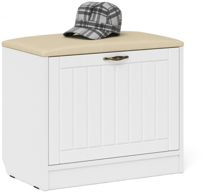 Прихожая П-6 Компоновка № 21, цвет белая шагрень/фасады МДФ белое дерево фрезеровка прованс, ШхГхВ 90х35х210 см., универсальная сборка