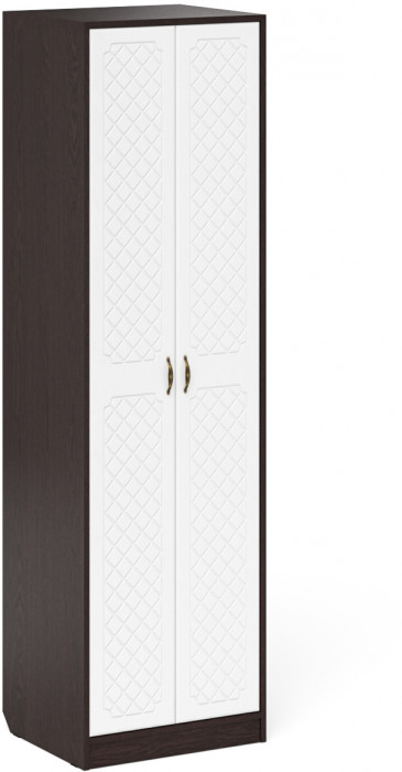 Прихожая П-6 Компоновка № 17, венге/фасады МДФ белое дерево фрезеровка ромб