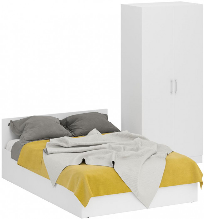 Кровать 1400 + Шкаф 2-х створчатый Стандарт, белый
