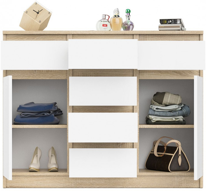 Мори Комод МК1200.4, дуб сонома/белый