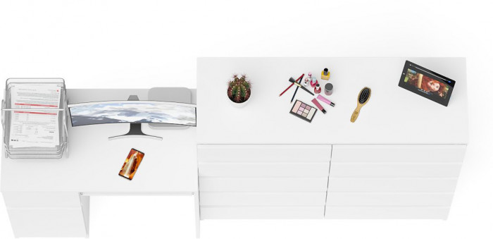 Мори компьютерный стол МС-1 левый + Комод МК1200.10, белый
