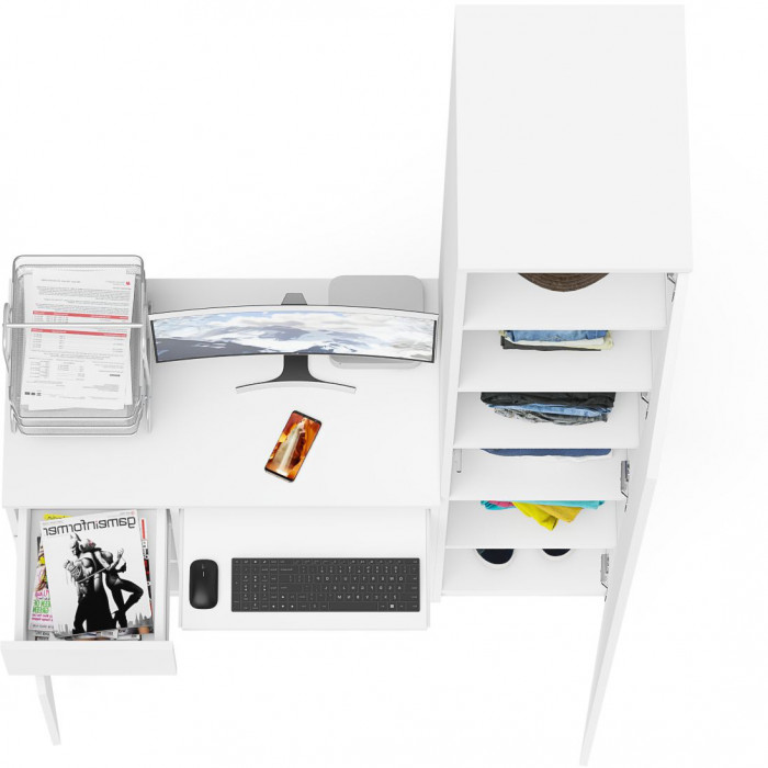 Мори компьютерный стол МС-1 левый + Пенал МШ400.1, белый