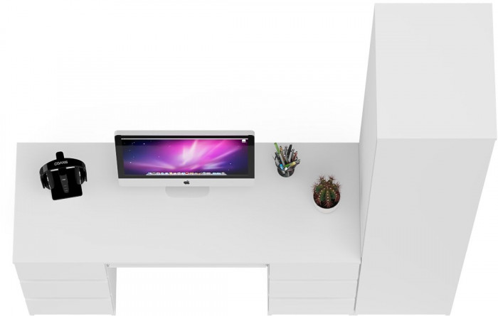 Мори компьютерный стол МС-2 + Пенал МШ400.1, белый