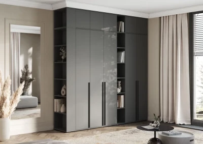 Норд Композиция Шкафов с антресолями + Терминал, Графит/Графит