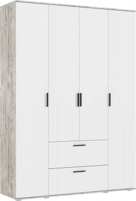 Сильвия Шкаф 4-х створчатый 1600, Браш Вайт/Дуб Юкон